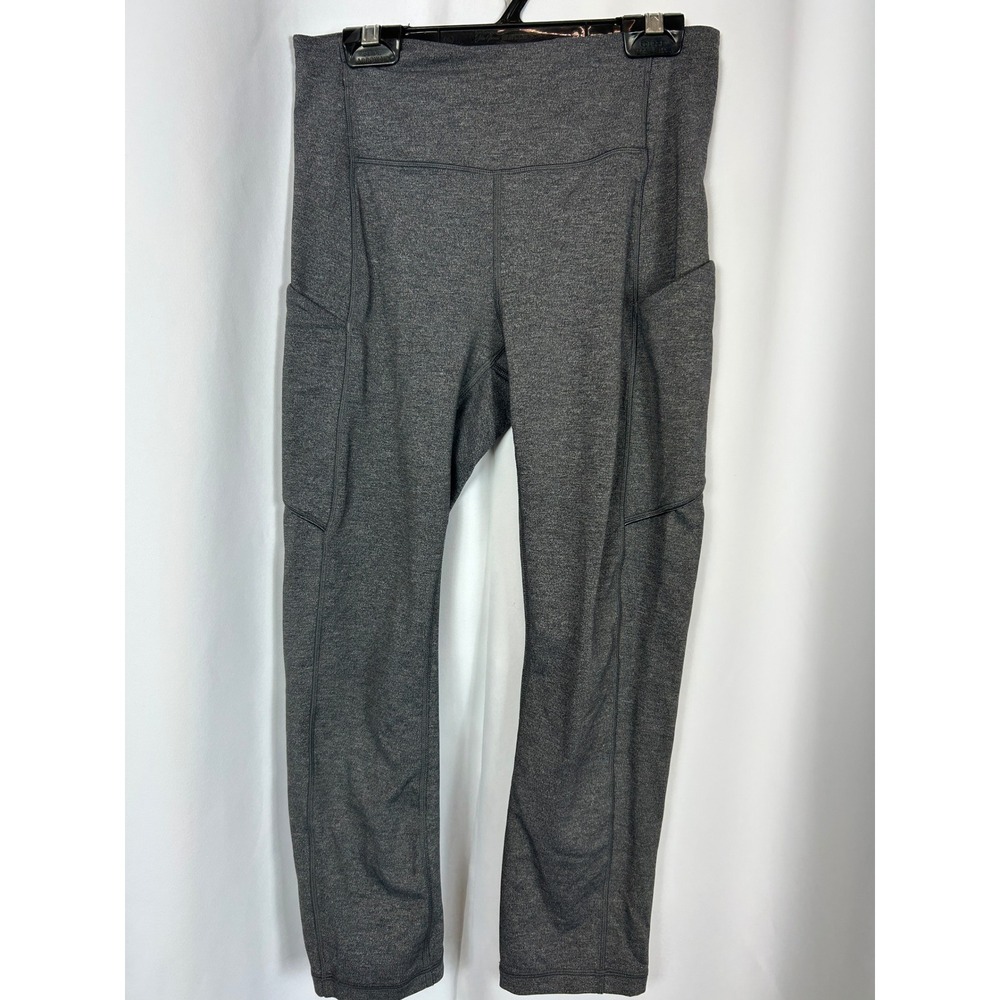 Lululemon Speed Up Crop Leggings Heathered Charcoal Grey Pocket Athletic Size 4 - Picture 1 of 9